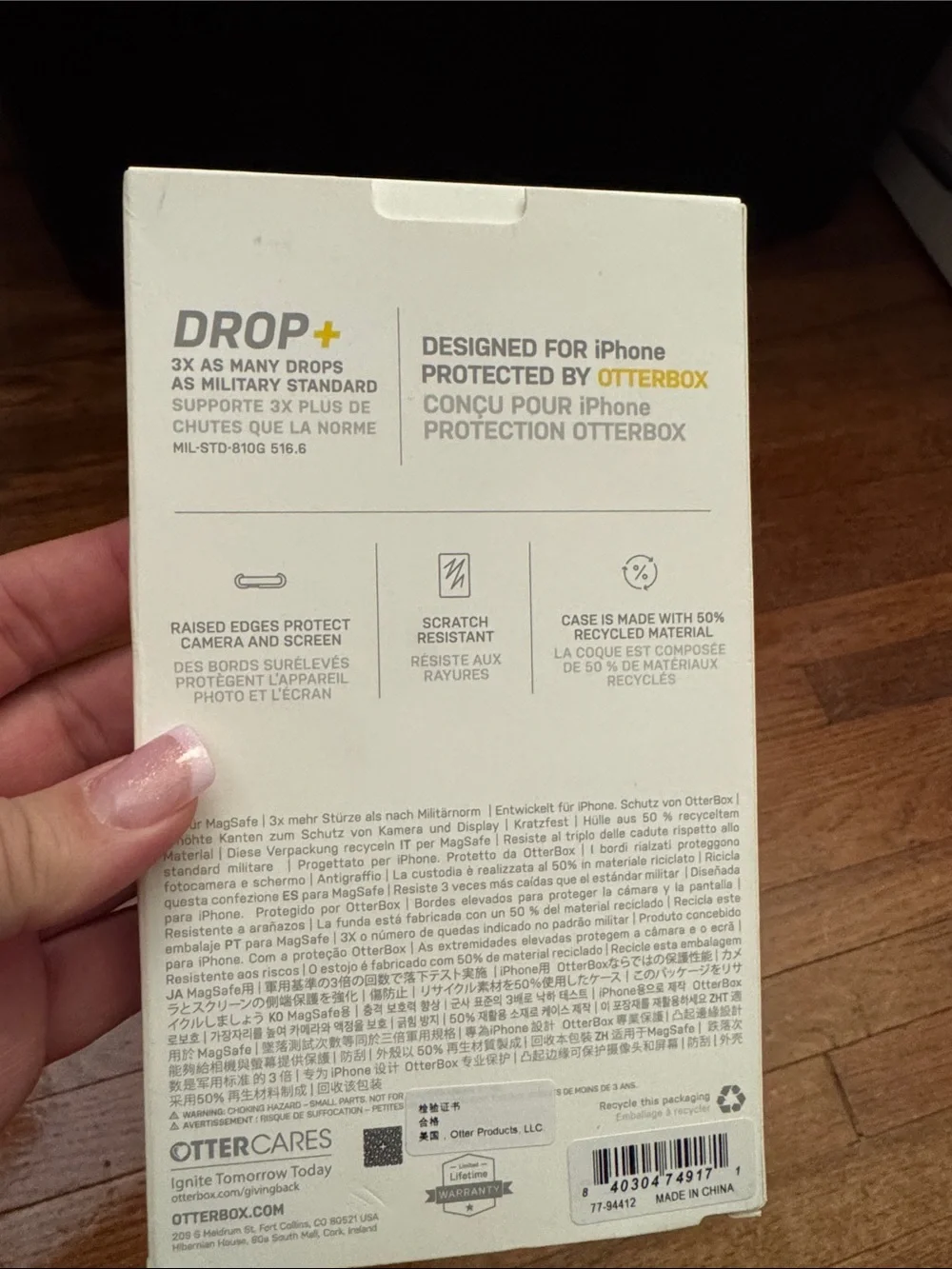 OtterBox Phone Case Packaging - White with blue Accent iPhone promax 15